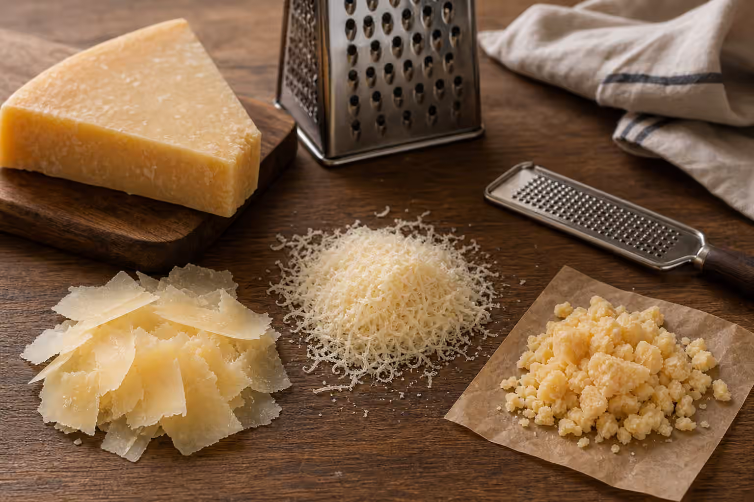 Grating, Shaving, and Crumbling Cheese: How Cut Shape Changes Flavor