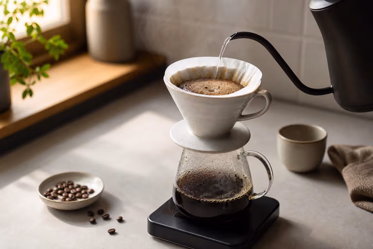 Pour-Over Coffee Technique: Bloom, Pour, and Adjust