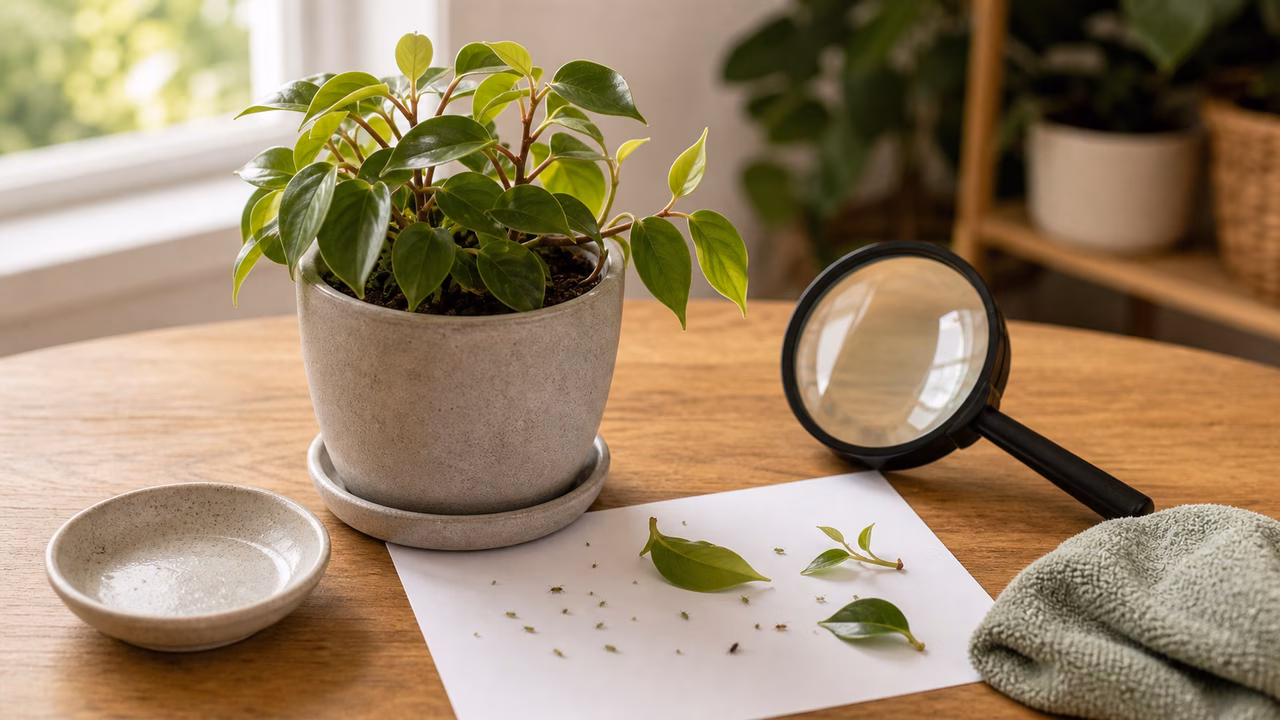 A practical indoor plant care setup for aphids, thrips, and mystery bugs indoors.