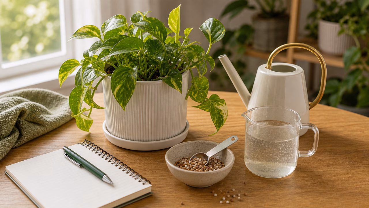 A practical indoor plant care setup for fertilizer without guesswork.