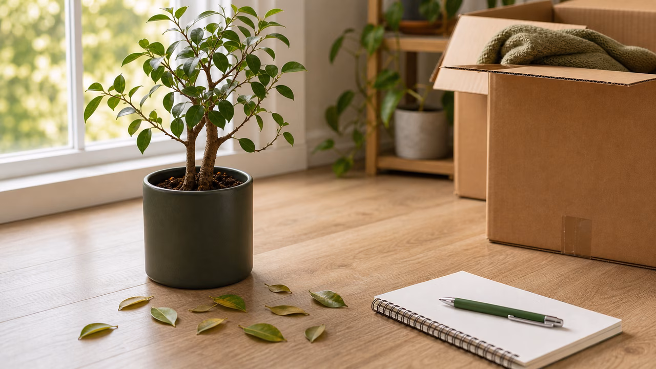 A practical indoor plant care setup for leaf drop after moving a plant.