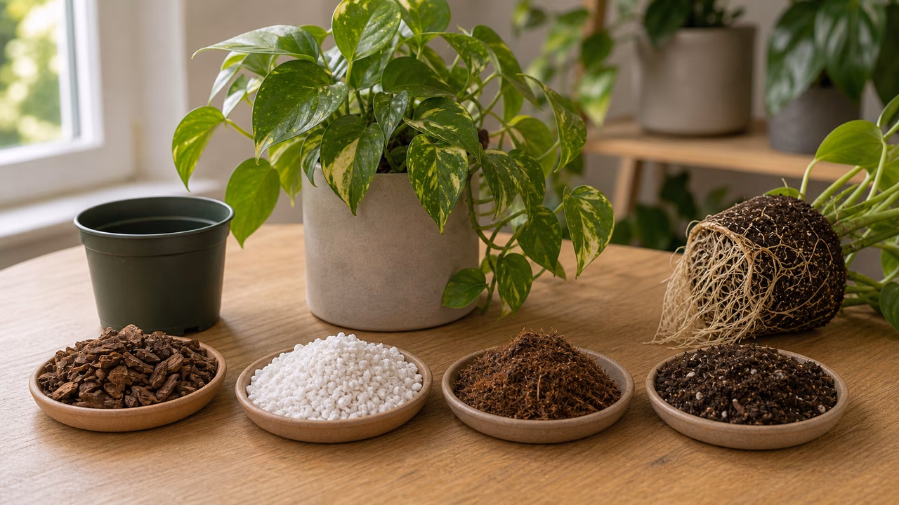 A practical indoor plant care setup for potting mix for houseplants.