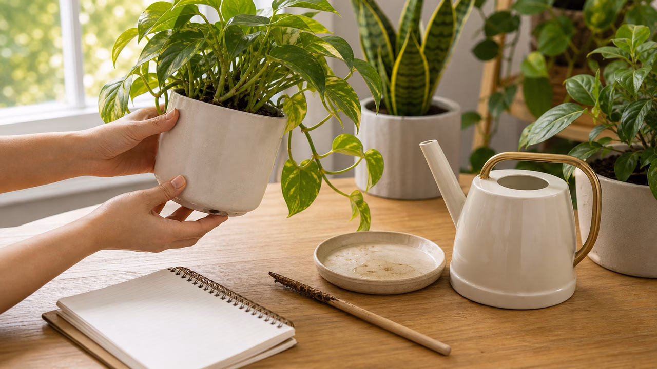 A practical indoor plant care setup for stop watering houseplants on a schedule.