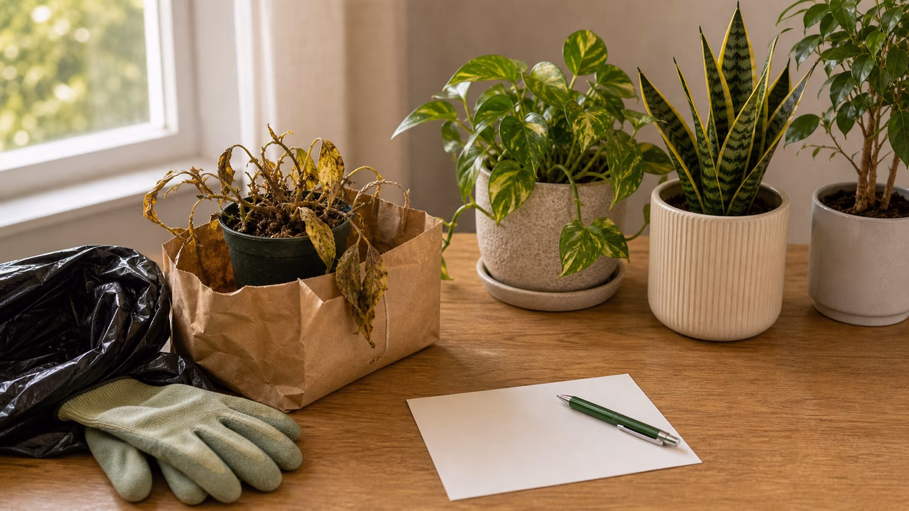 A practical indoor plant care setup for when to toss a houseplant.