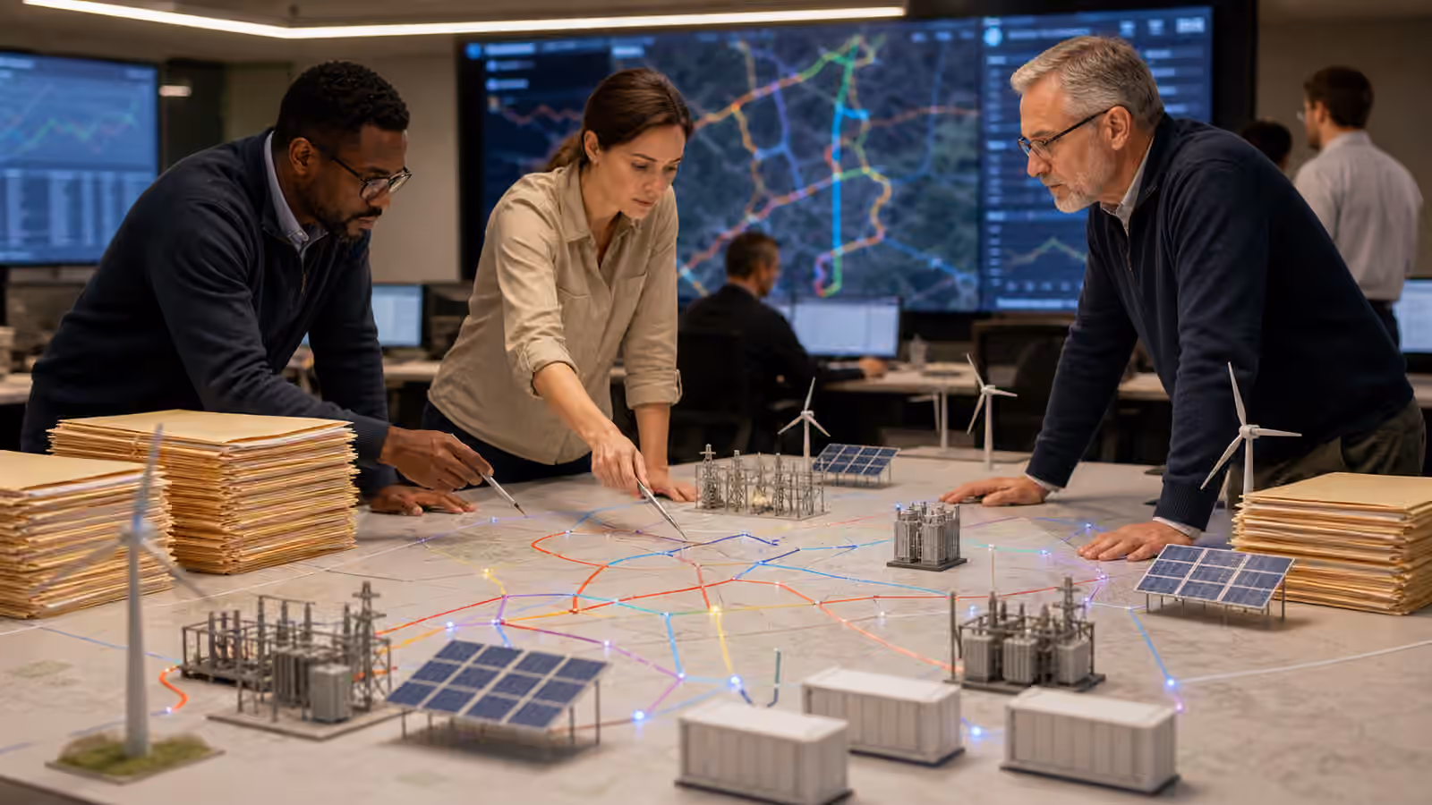 Grid planning table with interconnection queue projects and transmission models