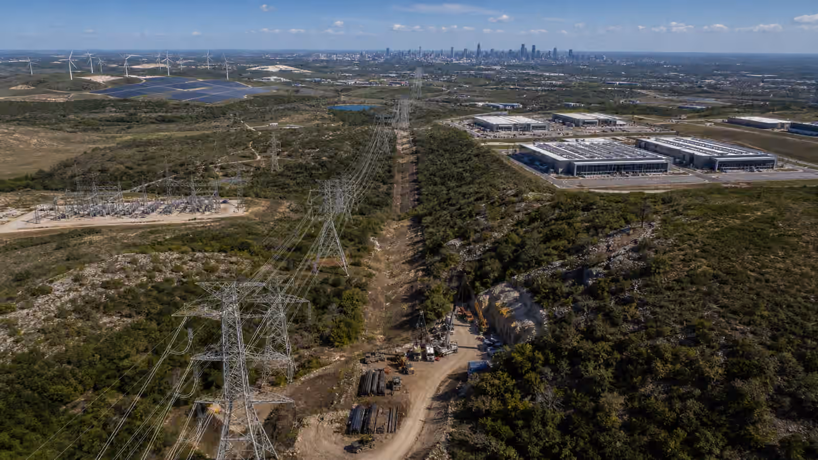 Transmission corridor linking remote power infrastructure to distant load centers