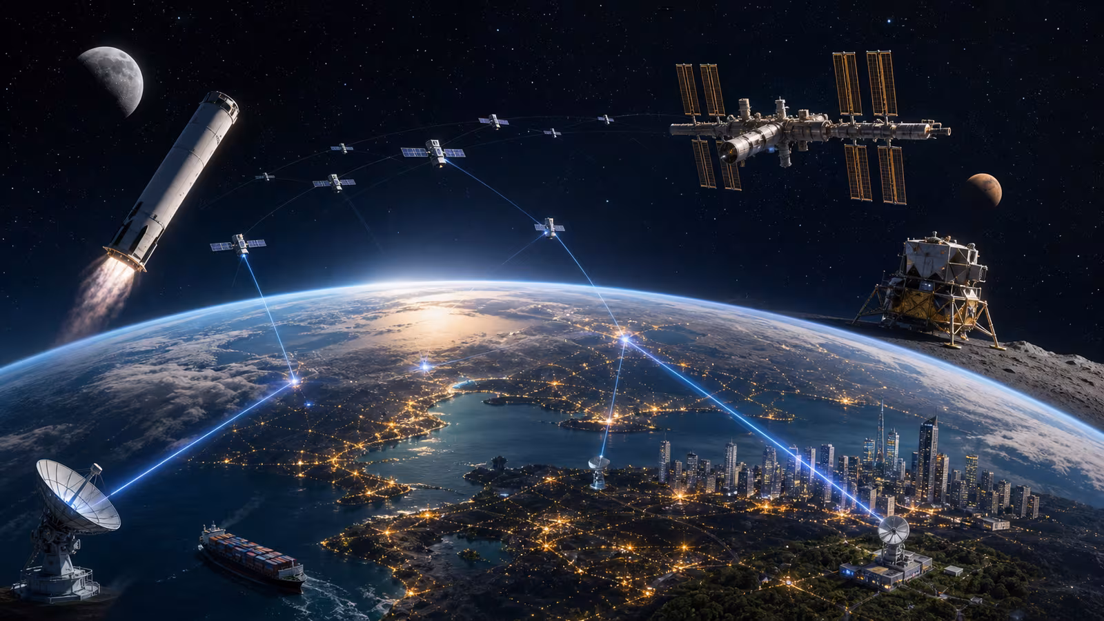 A contextual Spacefront guidebook scene for Space Is Becoming Everyday Infrastructure